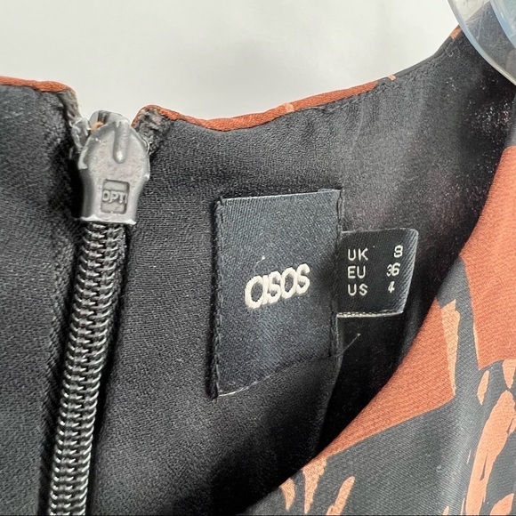 ASOS brown dress abstract print black lines size 4 - Picture 5 of 5